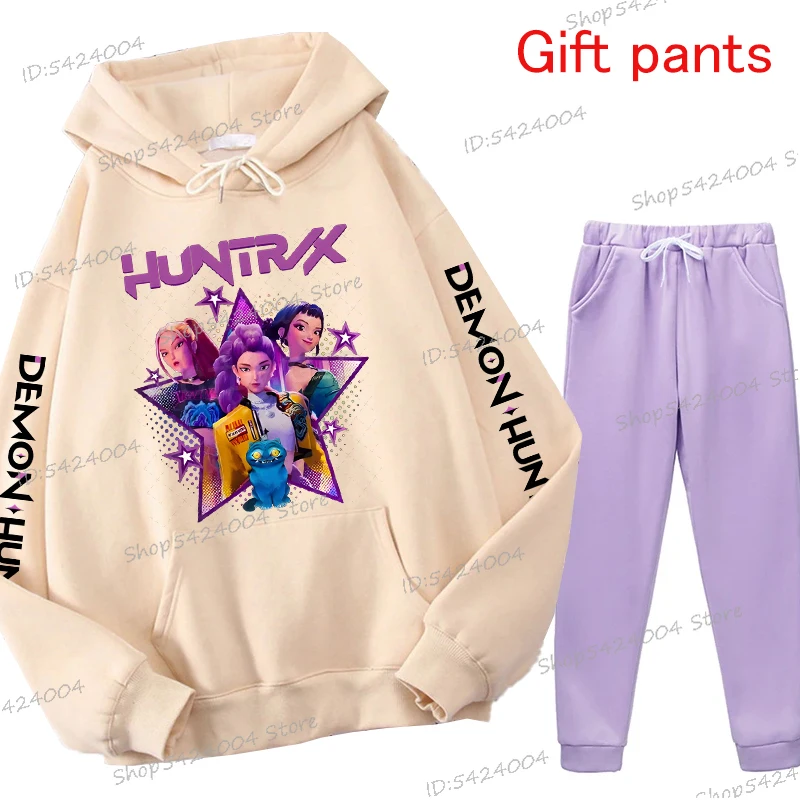 

Женская и мужская спортивная одежда 2025 KPop «Охотники на демонов», толстовки с героями мультфильмов, брюки, комплект из 2 предметов, осенне-зимняя толстовка с длинными рукавами, спортивный костюм, подарки