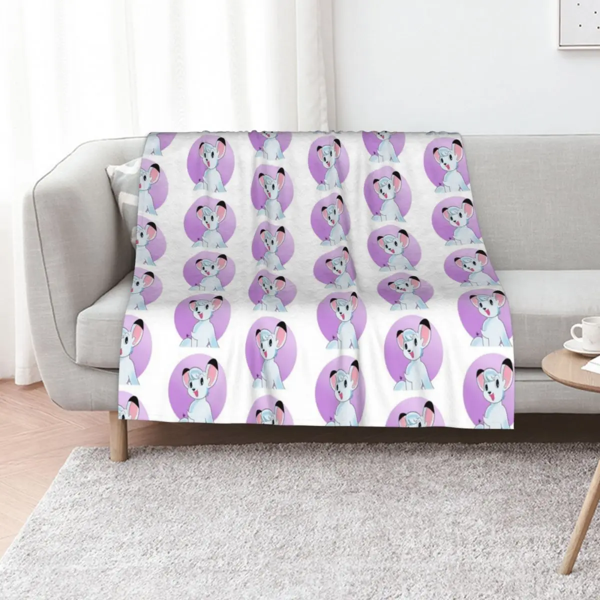 Manta decorativa con diseño de Kimba el león blanco, manta cálida para la siesta, para oficina, sofá, cama