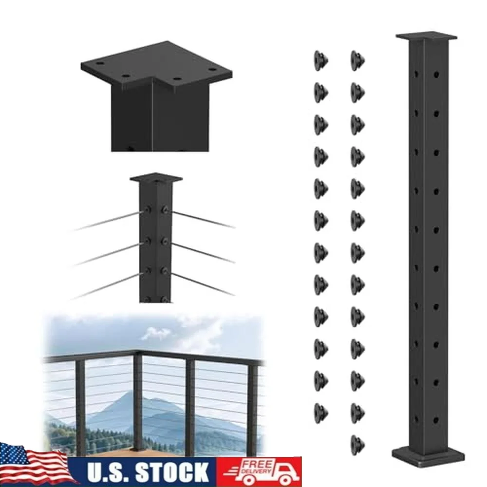 Stainless Steel Cable Railing Corner Post Kit 36