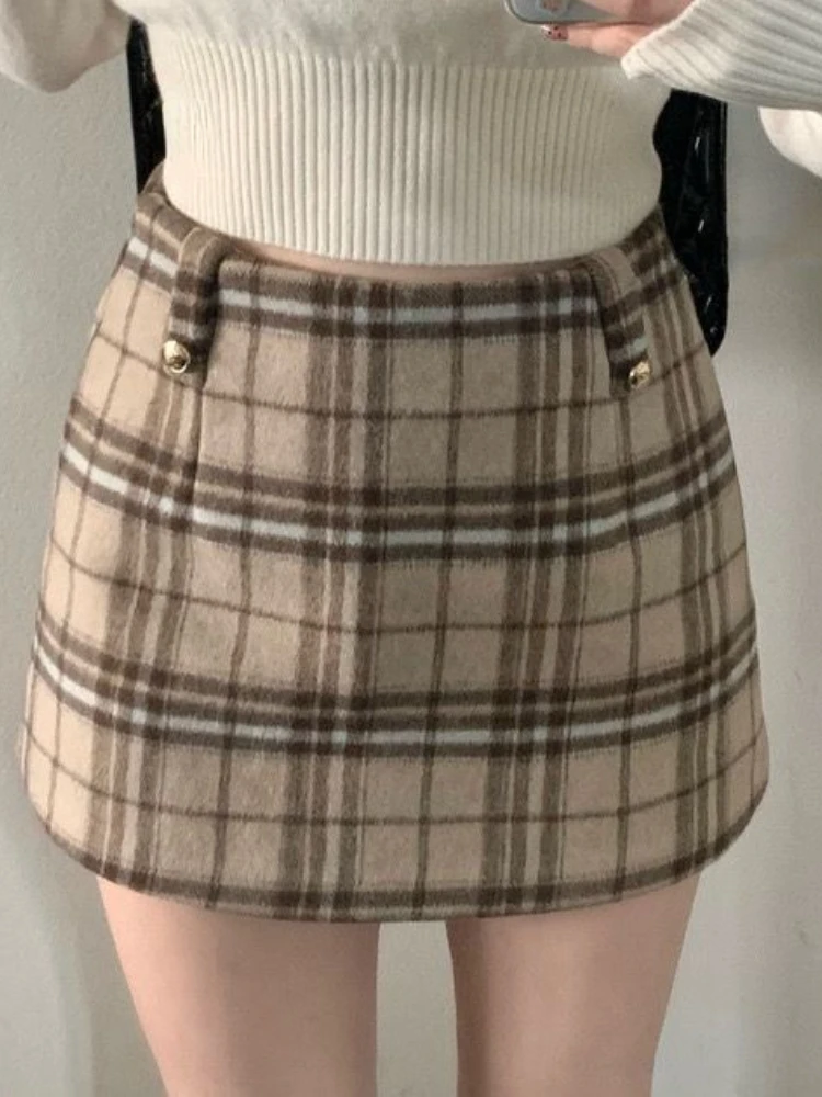 Japanese Kawaii Y2k New Mini Skirt Women Plaid Cute Vintage Elegant Skirt Female Korean Fashion Casual High Wais Clothes 2024