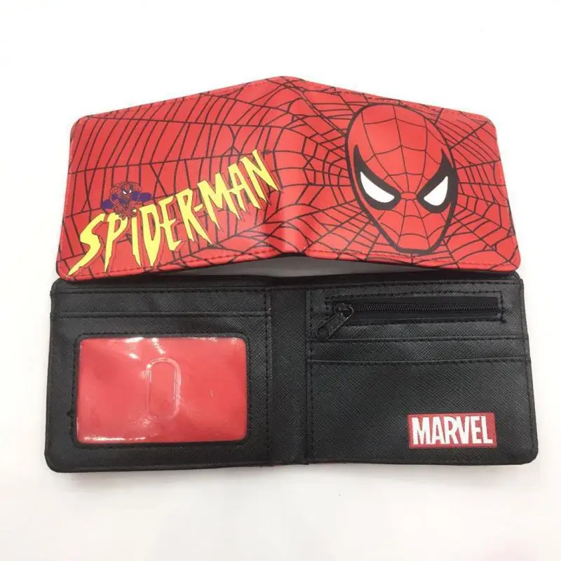 Disney Cartoon Superhero Spiderman PU portafoglio Anime Iron Man Captain America Bifold Boy Wallet Girl Child portamonete regalo di festa