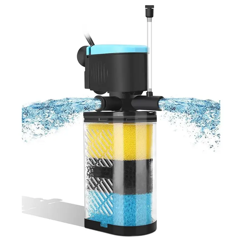 

ABUN-Fish Tank Filter Aquarium Filter Turtle Filter With Dual Water Outlet& Aeration For 10-40 Gallon Tanks EU Plug