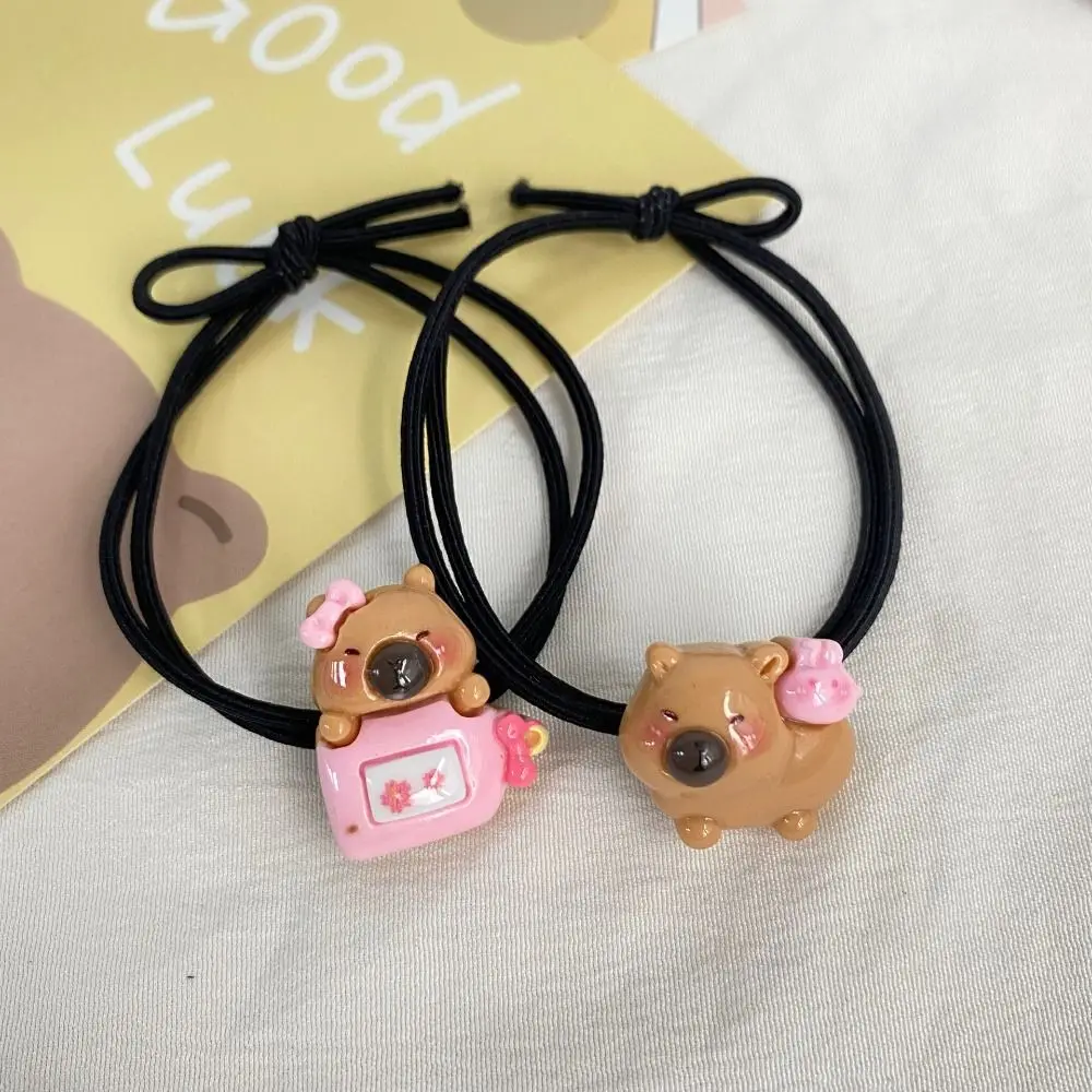 Cute Simple Capybara Hair Ties Cartoon Sweet Ponytail Holder Resin Elastic Rubber Bands