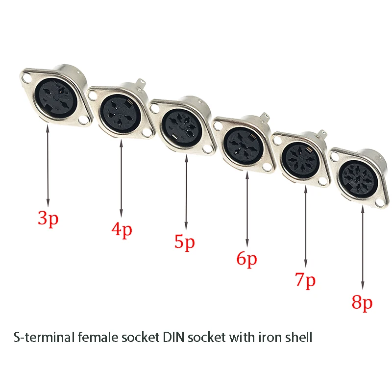 5Piece  S-terminal Female Socket DIN Socket 3/4/5/6/7/8P Core With Iron Shell Computer Keyboard And Mouse Plug Basekey Panel