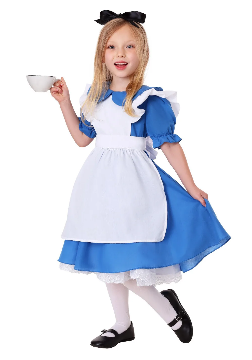 Crianças Menina Azul Alice No País das Maravilhas Halloween Traje Para Crianças Festa Lolita Maid Vestido Cosplay Fantasia Carnaval Trajes Meninas