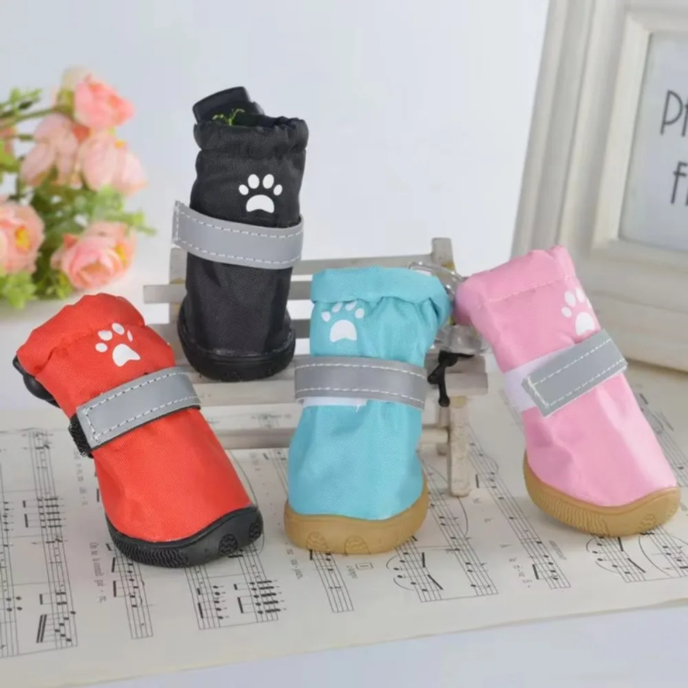 4 unids/set zapatos impermeables para perros, Botas de lluvia antideslizantes para exteriores, calzado para perros pequeños, botines para cachorros, accesorios para patas de mascotas