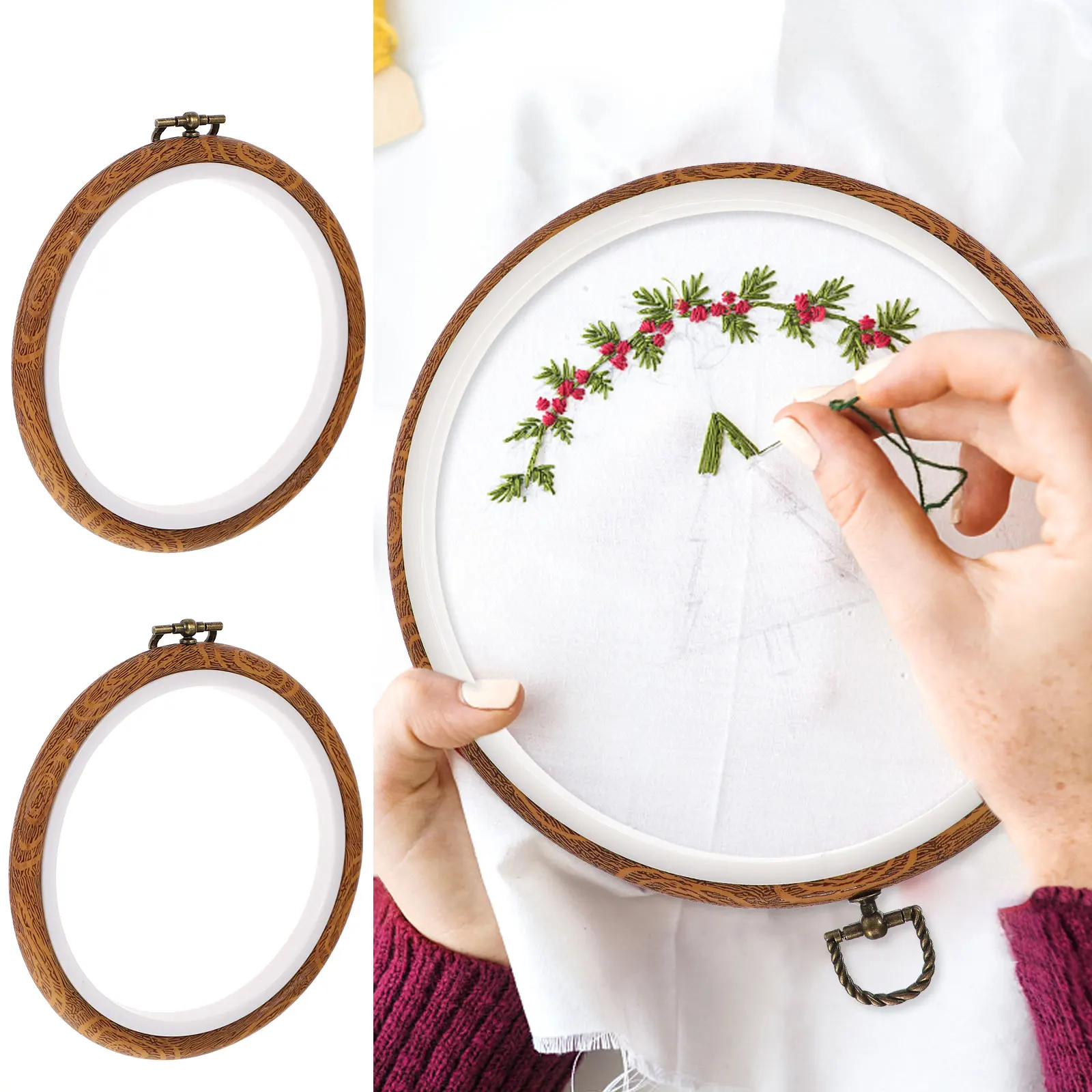 

2 Pcs Embroidery Stretch Circle Hoop Plastic Hoops for Supplies Stimulator Small