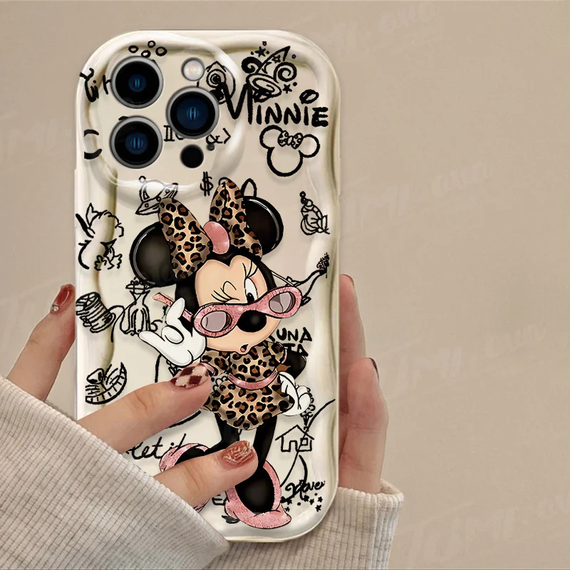 Disney Minnie Mouse 3D Wave Case For iPhone 15 14 13 12 11 Pro Max X XR XS 8 7 6 6S Plus SE 2020 Shockproof Clear Back Cover