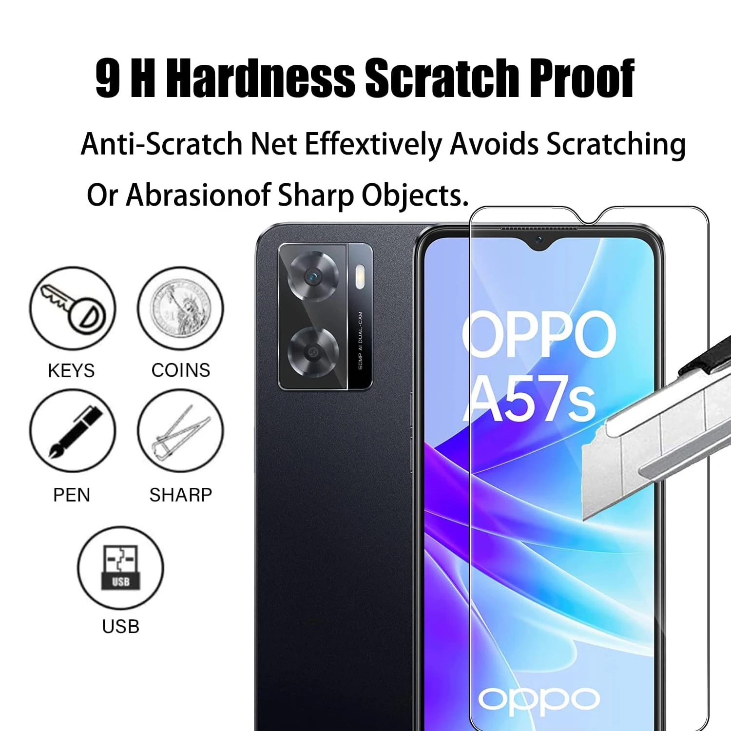 2/4Pcs Tempered Glass For OPPO A57s Screen Protector Glass Film