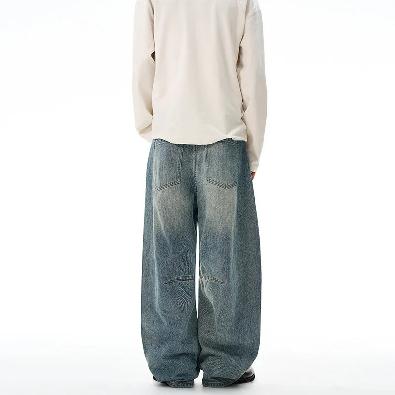 Męskie jeansy vintage baggy Y2K spodnie jesienne nowe amerykańskie hip hop streetwear bawełniane luźne szerokie nogawki spodnie denimowe oversize