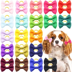 50/100Pcs Dog Hair Bows Yorkshire Hair Bowknot Mix Colors Dog Bows Accessories With Rubber Bands Pet Cat Grooming Hair Bows