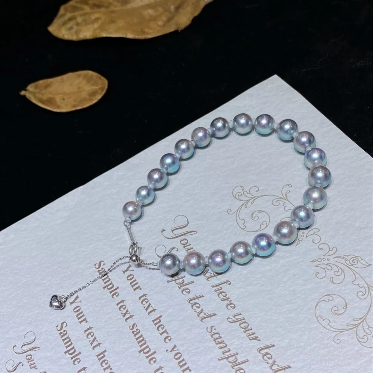 

Браслет Hanadama с жемчугом класса морской воды 6-7 мм, регулируемая цепочка из золота G18 карат, серебристо-серый зеркальный свет Akoya