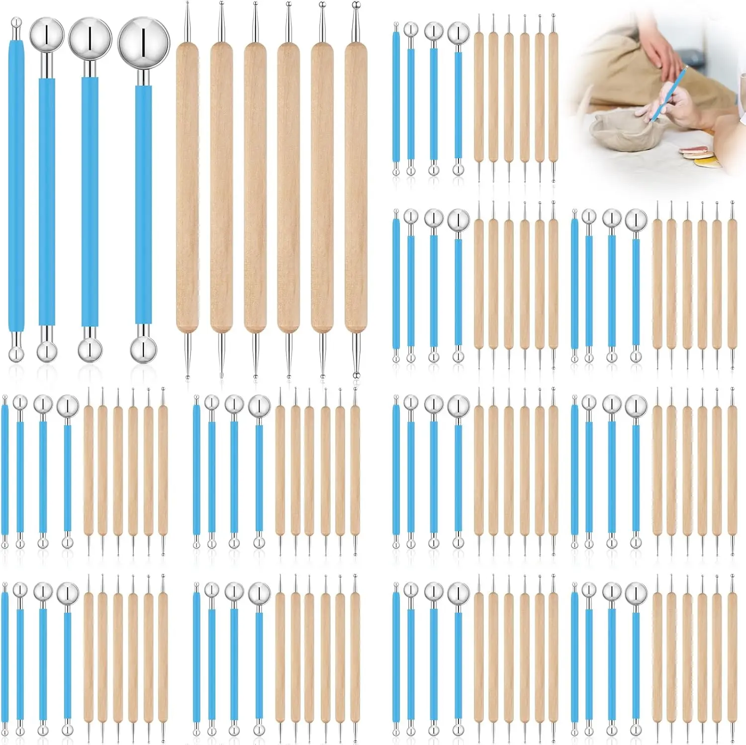 

12 Sets Dot Painting Tools 120 Pcs Clay Pottery Modeling Metal Embossing Tools Ceramic Clay Dotting Supplies for Painti
