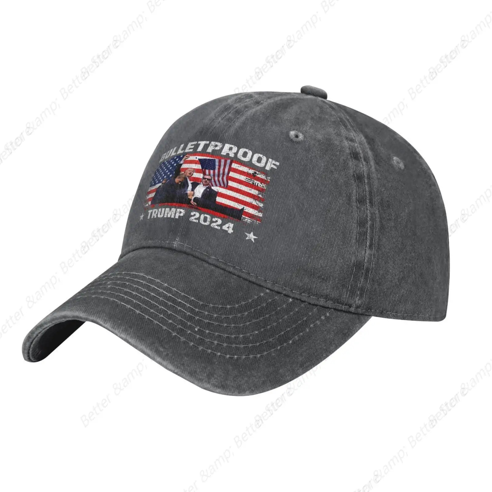 Bulletproof 2024 Hat Save Trump for 2024 Gun Trump 45 47 President One-Words Trucker Baseball Cap