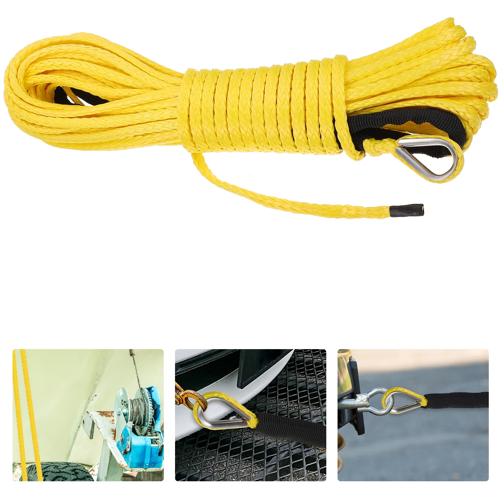 1 قطعة مقطورة الأصفر الكهربائية ونش كهربائي ونش النايلون مقطورة حبل للشاحنات RVs دائم النايلون حبل للسحب العملي