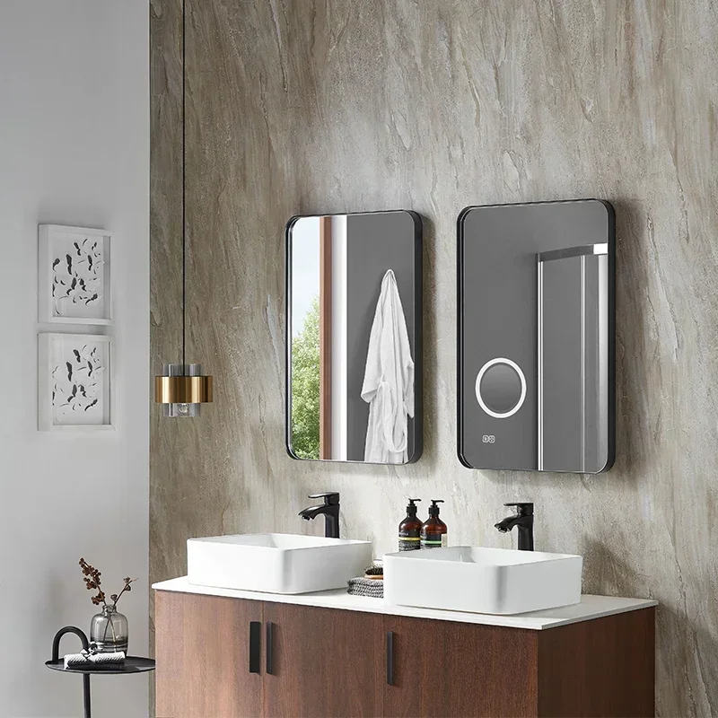 Luxury Smart Touch Screen Framed Waterproof Mmirror Bathroom Moisture-proof Android Square Mirrors With Led Light