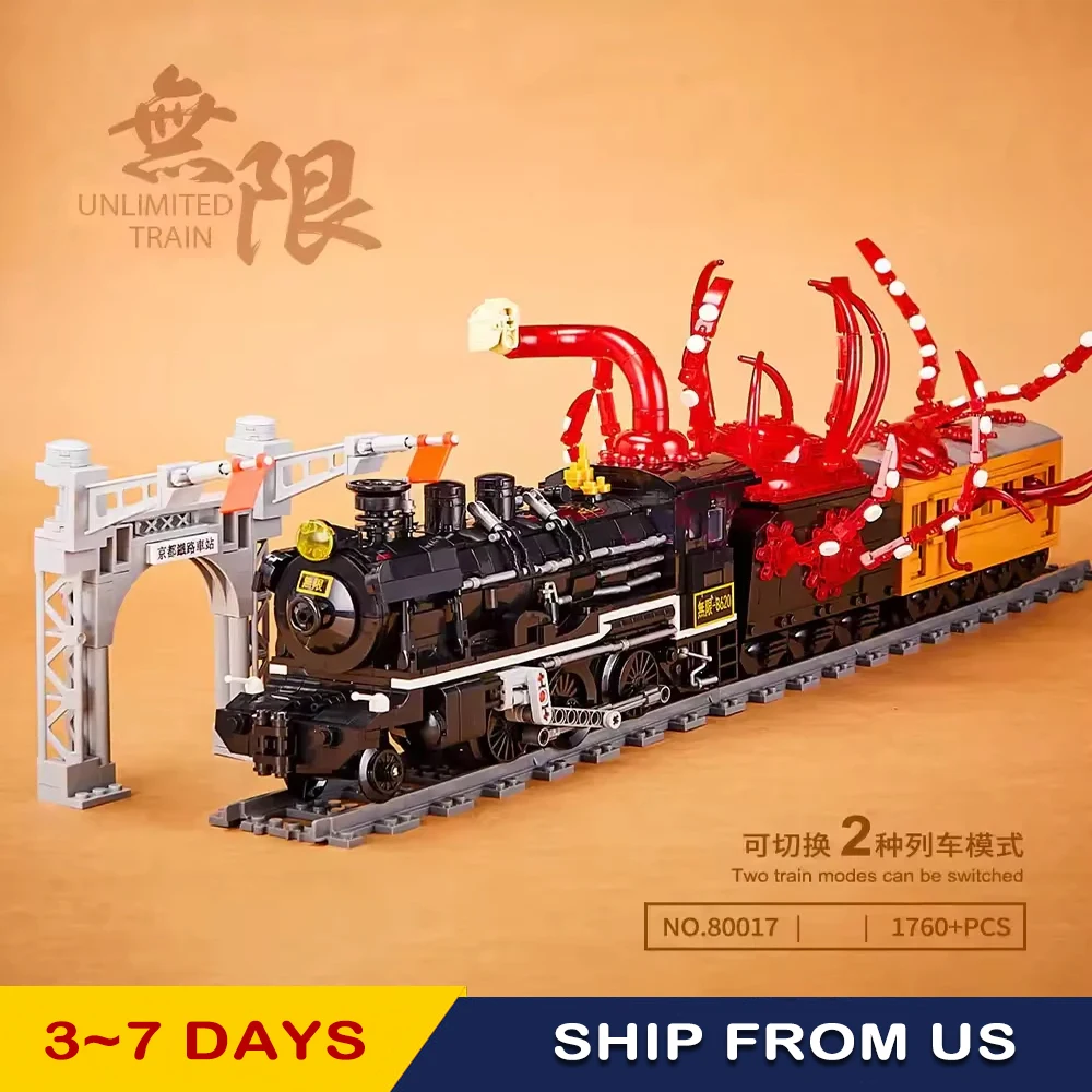 

Creator Expert Anime Demon Slayer Model Assemeled Unlimited bigboy Steam Train Building Blocks Railway DIY Toys MOC Adul Gifts