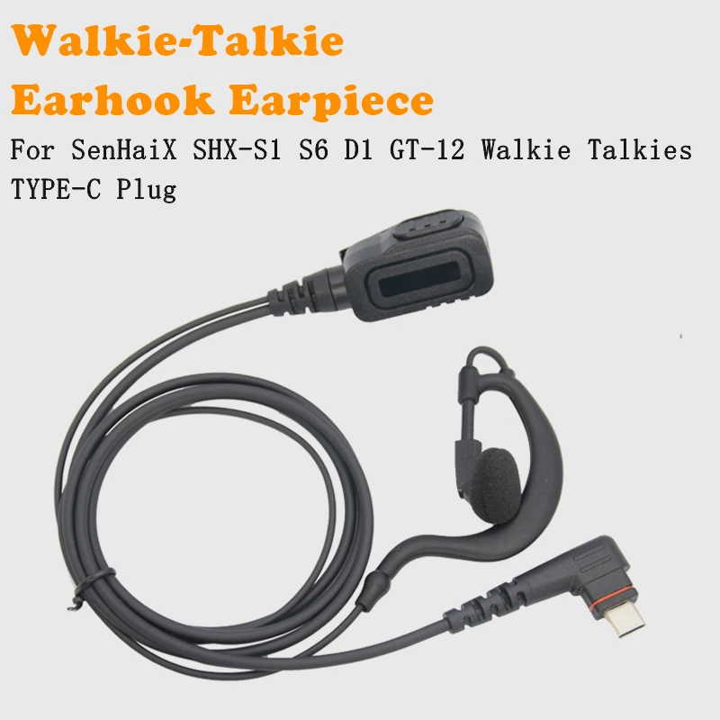 

Two-way Radio Type-C Earhook Headset Earphone Mic for SenHaiX SHX-S1, S6, D1, GT-12, SPTT-S1 Walkie Talkies Earpiece