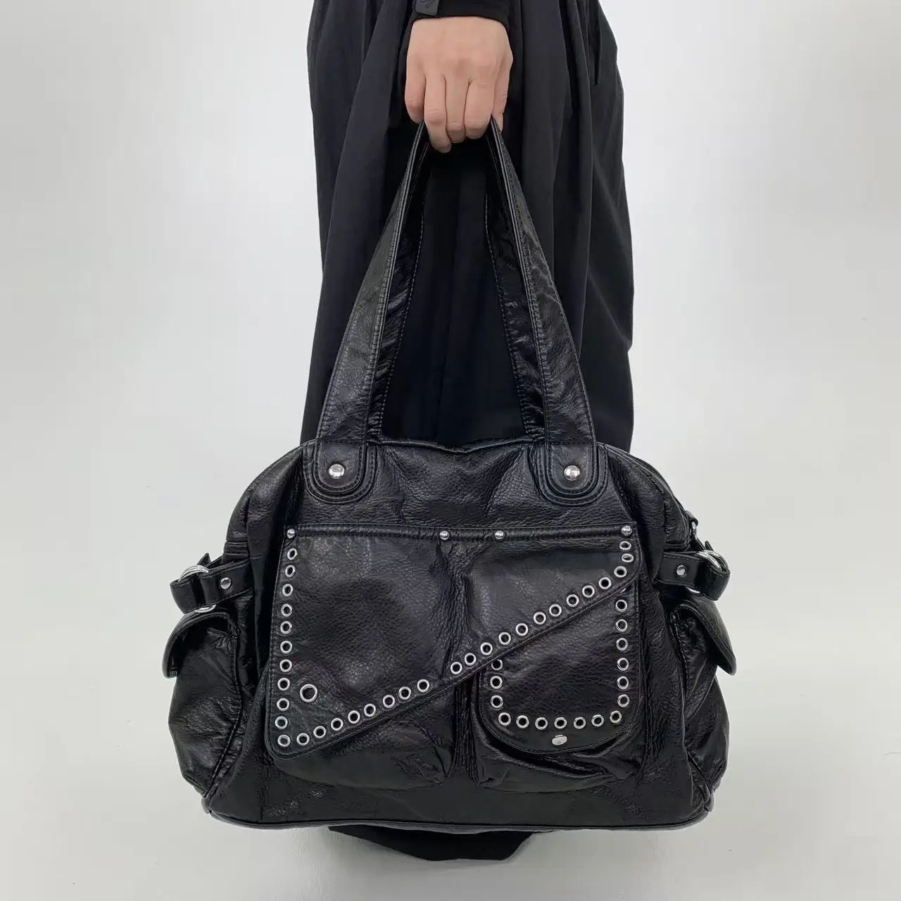 

Женская модная уличная персонализированная сумка через плечо с заклепками Y2K и несколькими карманами в стиле ретро, сумка через плечо для пикантных девушек