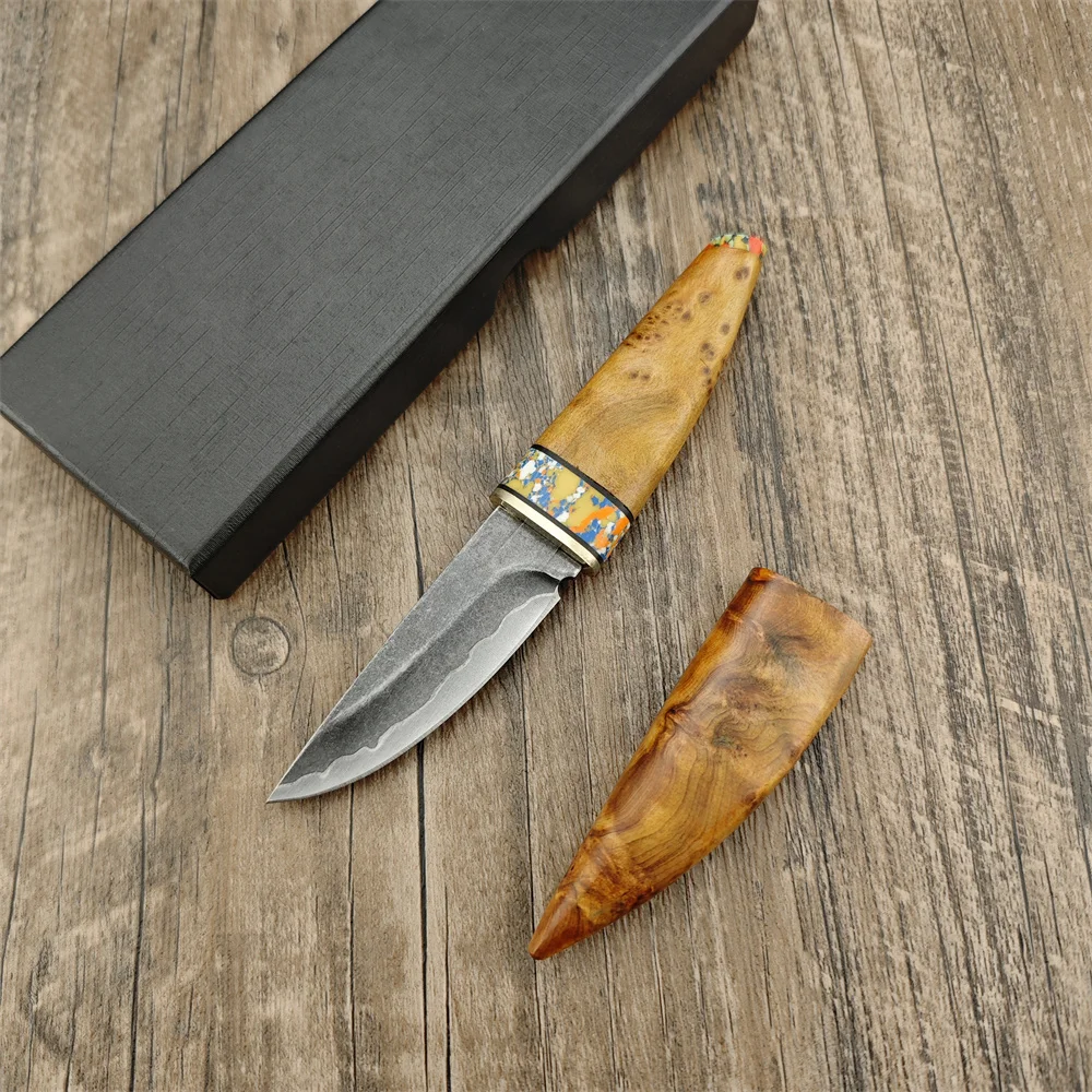 

High Quality Fixed Blade Knife Katana Composite Steel Blade Wood Handle Outdoor EDC Survival Camping Hiking Hunting Tool