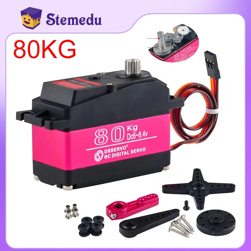 

DS5180 Digital Servo 80KG 7.4V Motor Metal Robotic 180/270 Degree Waterproof IP66 High Torque with Arm for HPI Baja 5B SS RC Car