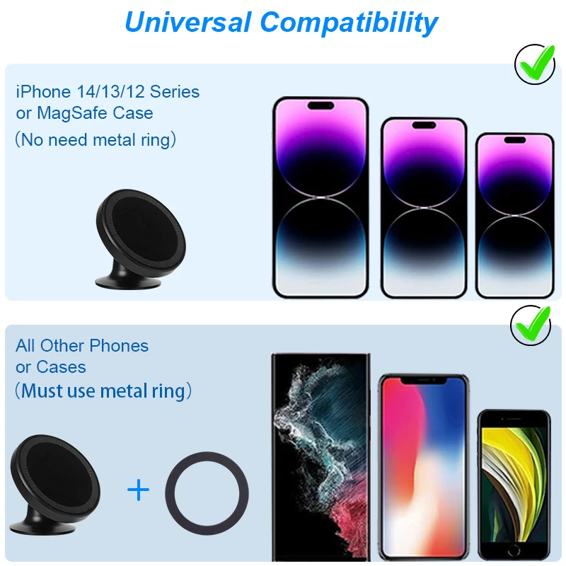 Tenmtoo for MagSafe Car Holder 360° Rotation Magnetic Phone Holder for Car Dashboard All-Metal Car Phone Holder Fits iPhone 15