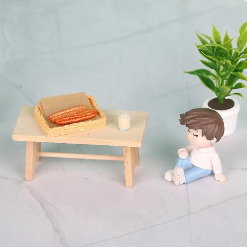 Accesorios de cocina para casa de muñecas, adornos en miniatura para casa de muñecas, juego de palos de leche de soja y masa frita, modelo de juguete para juego de imitación, 5 uds.