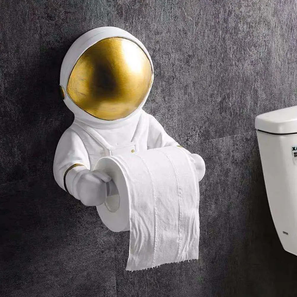 Astronaut Toilet Paper Holder Wall Mounted Tissue Towel Roll Dispenser for Bathroom Kitchen Organizer