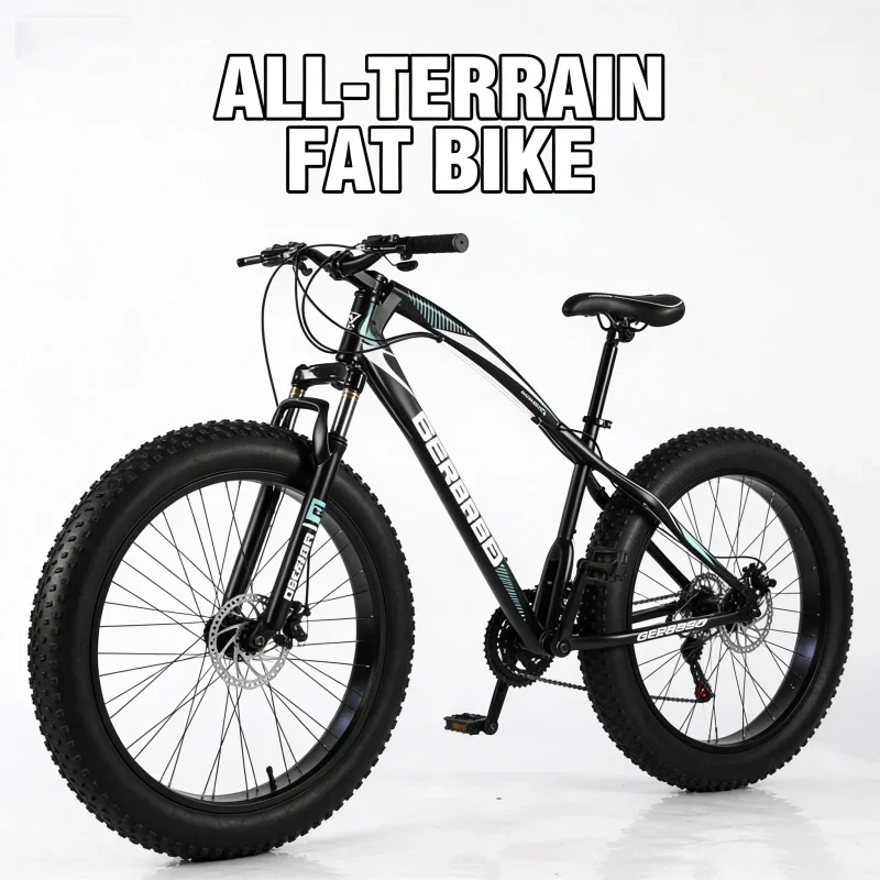 

26-дюймовый черный/зеленый снежный велосипед 4,0 скорости толстые широкие шины уличный пляжный горный велосипед