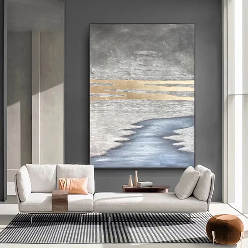 

Hand Painted Oil Painting, Abstract Living Room, Hanging Painting, Minimalist Decorative Painting, Modern Art Villa, Large Floor