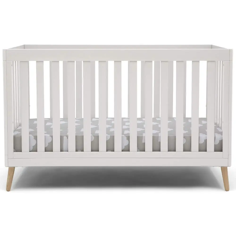 

ex 4-in-1 Convertible Baby Crib, Bianca White with Natural Legs
