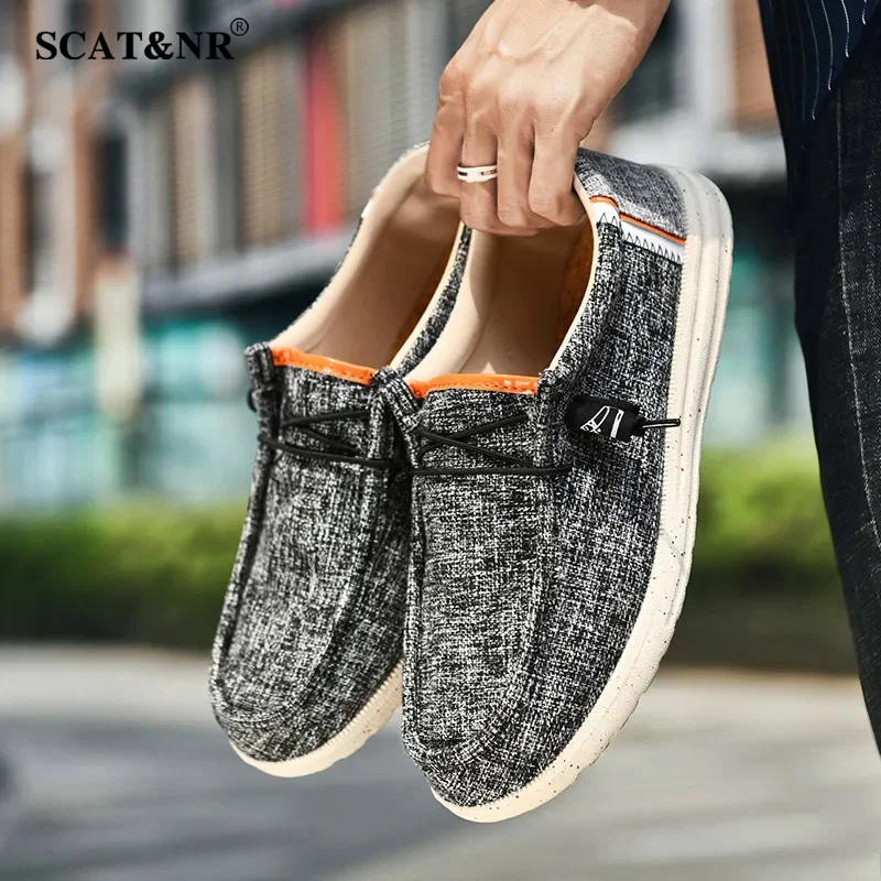 Men casual canvas shoes mens breathable slip on flats male vulcanized shoes driving shoes plus size 48 walking shoe 2025 luxury