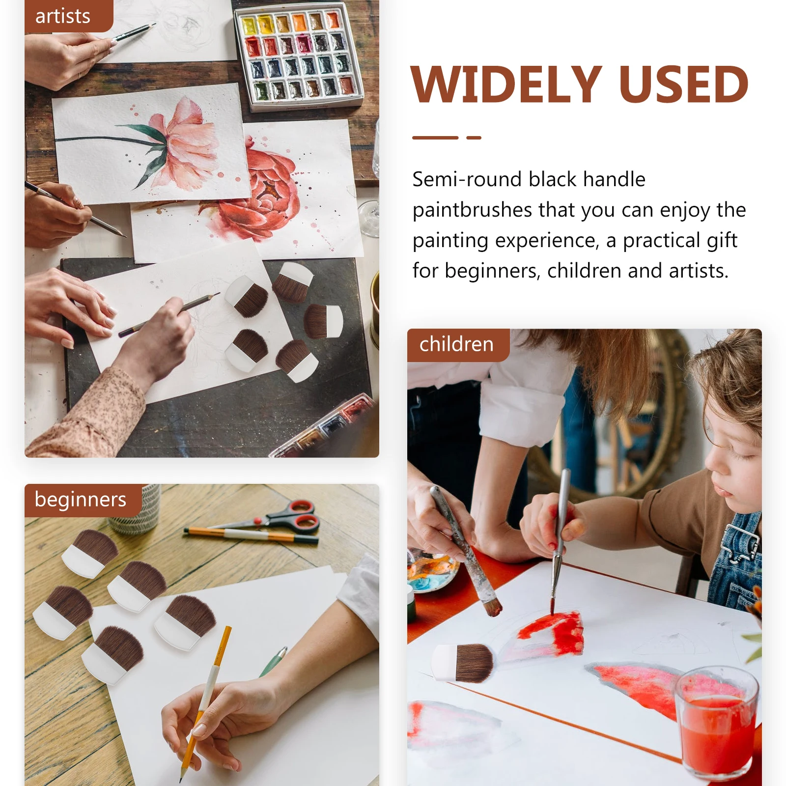 

8pcs Painting Brushes Professional Oil Watercolor Gouache Art Supplies Kids Adults Students Artists Wooden Handle Portable Set