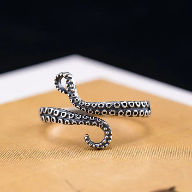 New Arrival Personality Octopus 925 Sterling Silver Creative Octopus Tentacle Temperament Animal Opening Rings  TYB196