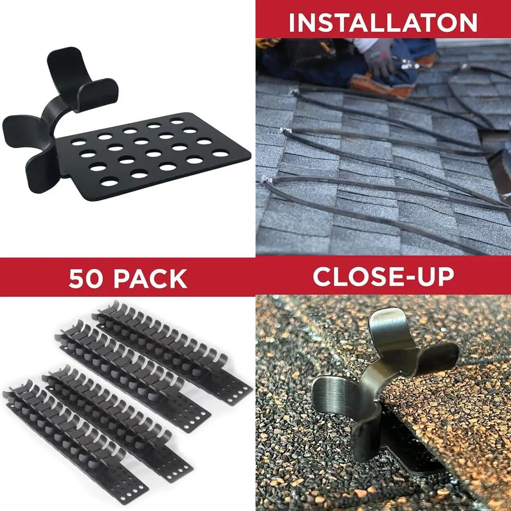 

Outdoor Cable Clips for Securing Ice Dam Heat Tape and Cable - 50 Pack Easy Roof and Gutter Protection