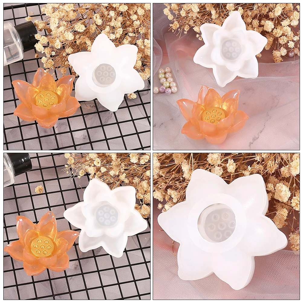 

Lotus Mold Handmade Silicone Reverse Mould Crystal Epoxy Desktop Ornament Creative Shape DIY Manual Decorations