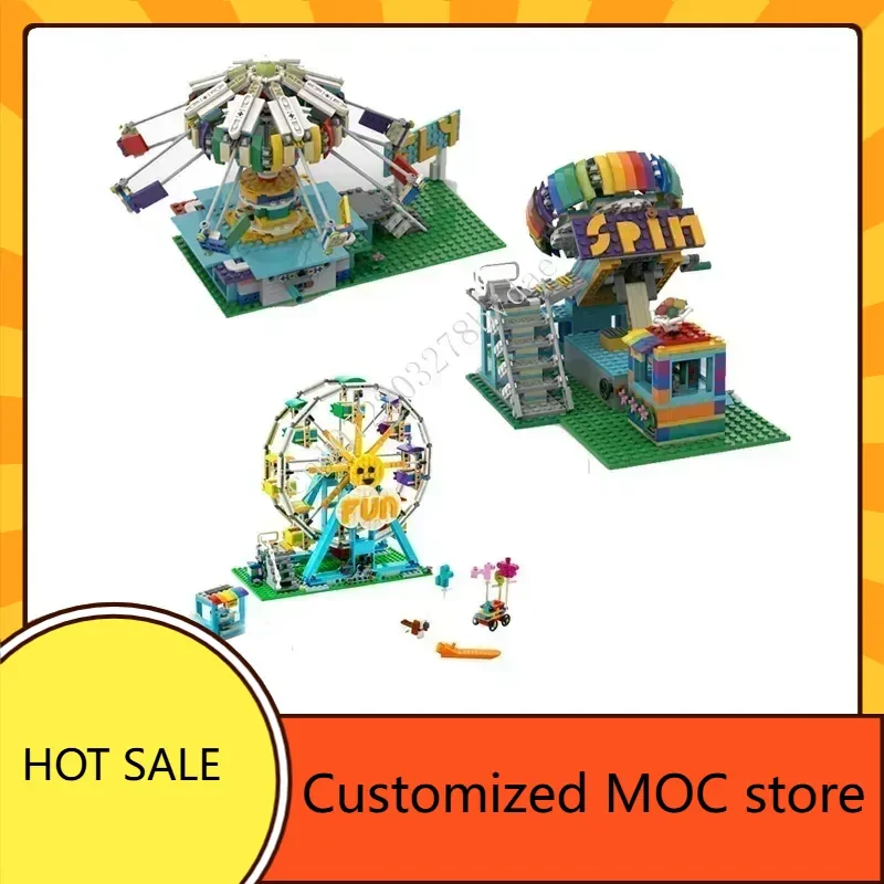 

Ferris Wheel Rainbow Spin Carousel MOC Toy Creative Holiday StreetView Puzzles Swing Ride Unchained Christmas for Kids Ages