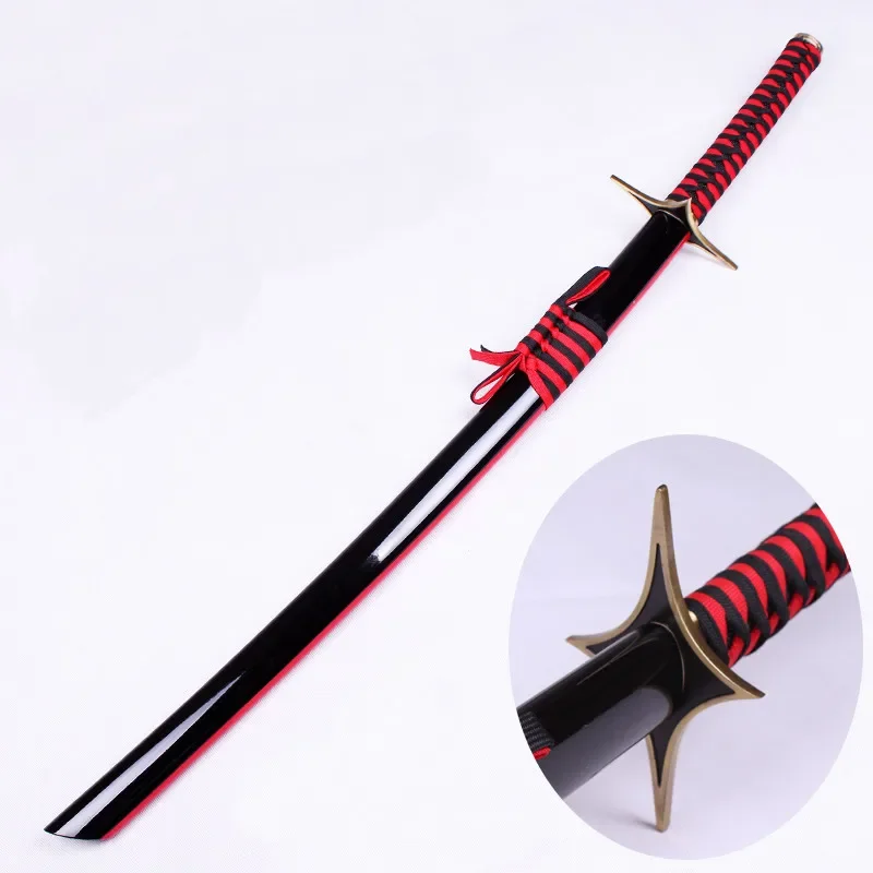 

[Funny] 104cm Cosplay Anime Bleach weapon Samurai Katana wooden Sword model Costume party Anime show Japan samurai sword gift