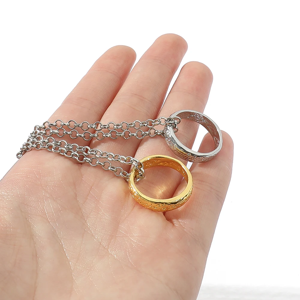 Tungsten Chain Cosplay Ring Necklace Jewelry Fashion Gold Chain Link Statement Necklace Choker Accessories Gift For Women Men image 6