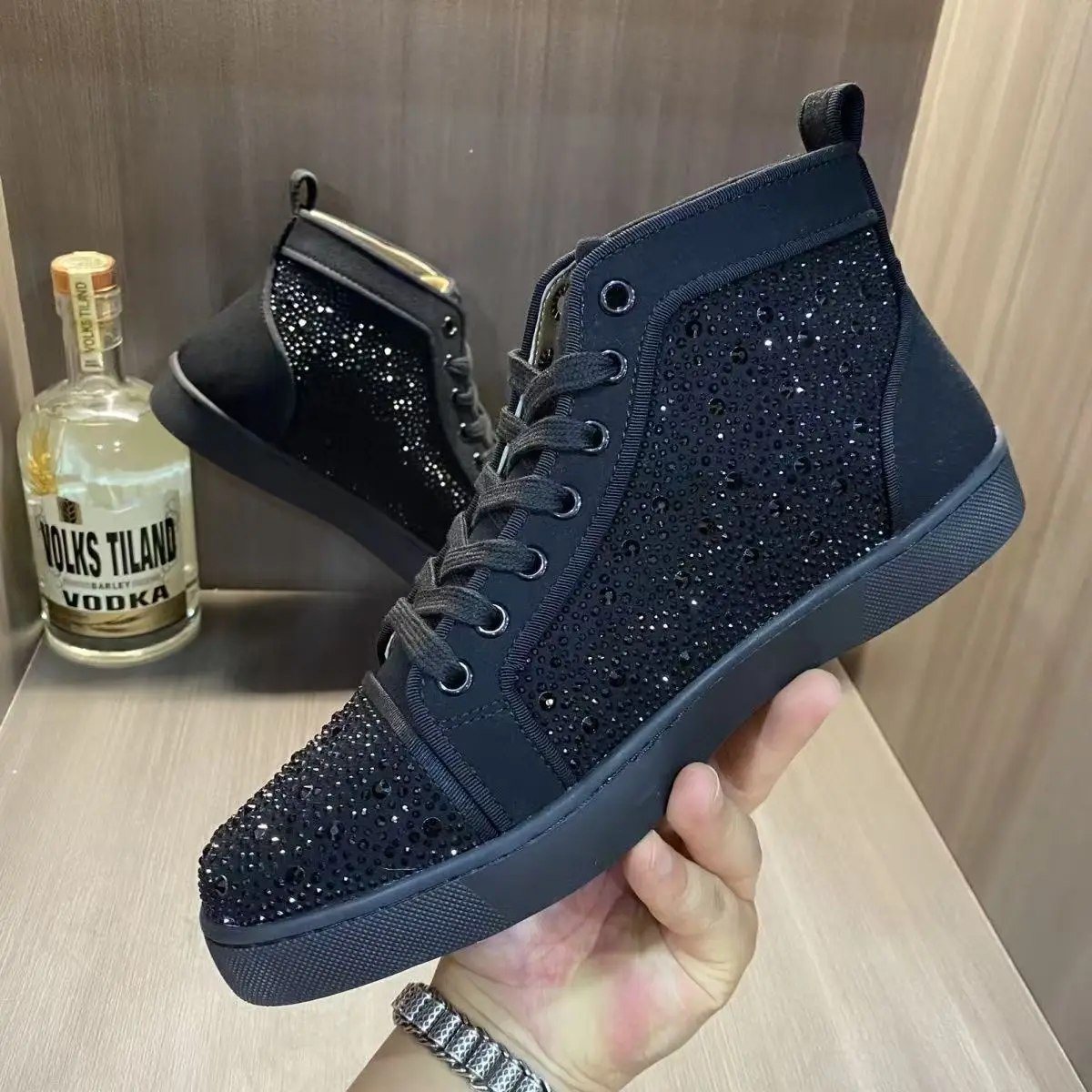 

mens fashion party nightclub dress cow suede leather rivets boots black pink rhinestone shoes flats platform boot ankle botas