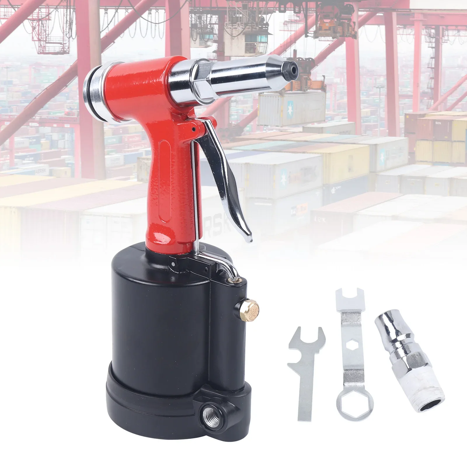 90-120psi Pneumatic Rivet Gun 1300kgf Air Riveter Riveting Tool Kit 3.2-6.4 Nails For Riveting Nuts Made of Aluminum Iron