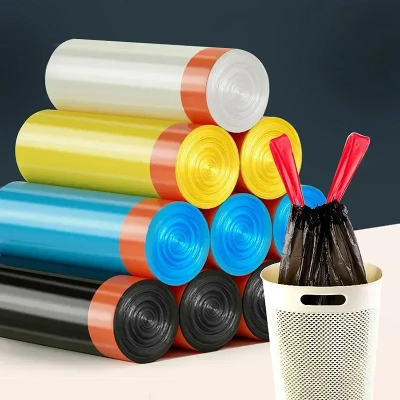 15pcs/1 Roll Trash Bags Disposable Thickened Garbage Bag Vest-style Garbage Can Storage Bag Household Kitchen Plastic Bag