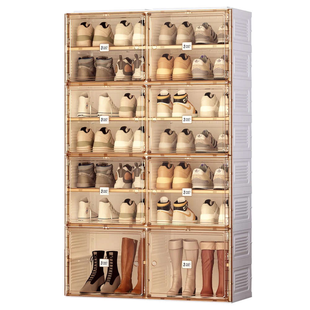 Portable Shoe Cabinet Living Room Shoe Cabinet Integrated Home Storage Display Cabinet with Door Folding Transparent Shoe Box