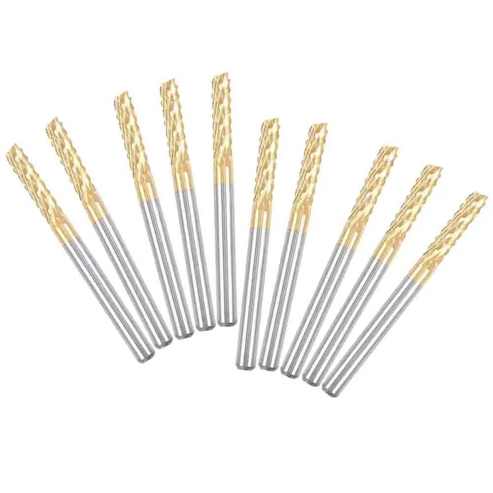 

10 шт. твердосплавные концевые фрезы, гравировальные сверла, фрезы с ЧПУ, замена для аксессуаров для печатных плат с ЧПУ