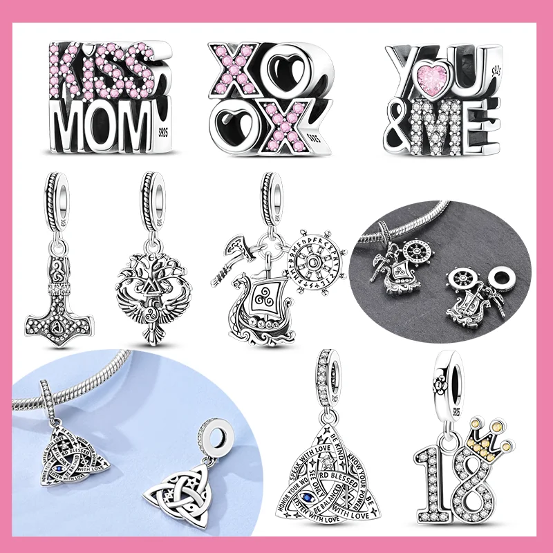 

Original 925 Silver Symbol Charms Love Mother Beads Tree of Life Pendant Fit Women Bracelet DIY Jewelry Gifts Making