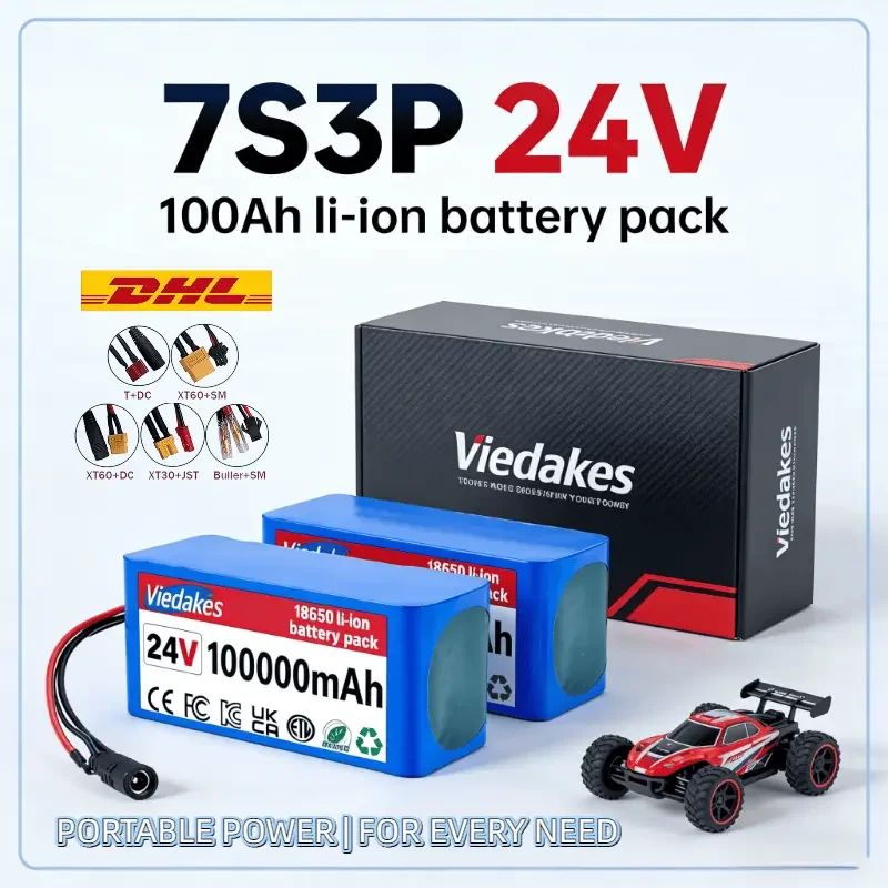 

VIEDAKES 24V 18650 Akku 7S3P Battery With Charger For Electric Scooter Fast Charging Long Lasting High Performance