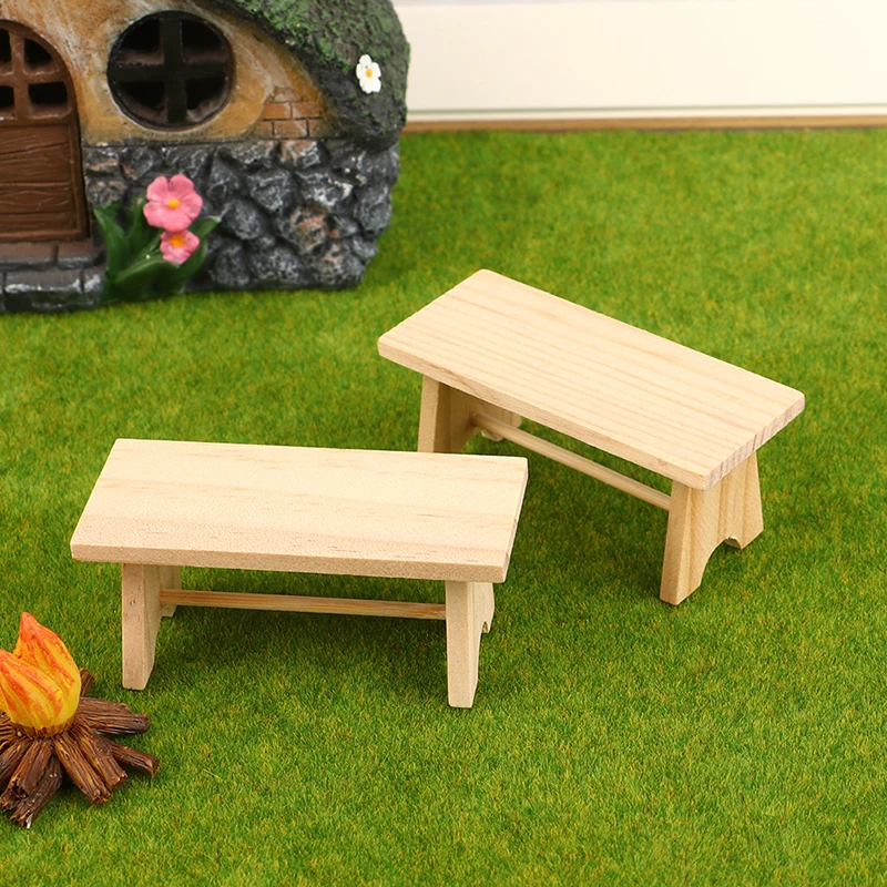 Doll House Mini Wooden Coffee Table Wood Simulation Teatable Coffee Table Living Room Toy Doll House Accessories Mini Dollhouse