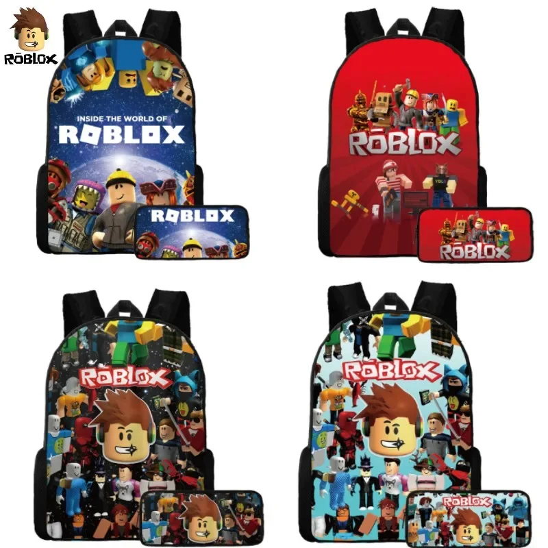 

2PC-SET Roblox Children's Backpack Cartoon Anime Girls Anime Cartoon School Bag Mochila Sports Birthday Gift For Girls Kids Boys