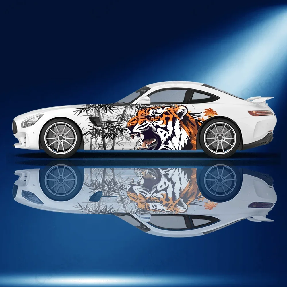 

Fierce Tiger Maple Leaf Car Vinyl Wraps Decal Self-adhesive Anti Scratch Sticker Suitable for Trucks SUV Decor Auto Accessories