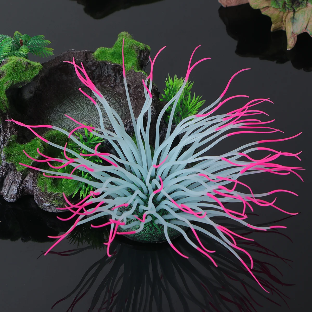 

Artificial Coral For Fish Tank Decor Colorful Aquarium Ornament Resin Base Swing Underwater Lifelike Simulation Coral